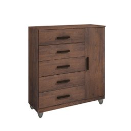 Cômoda Sapateira Gaveteiro Multiuso 1 Porta 5 Gavetas Café - 2
