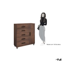 Cômoda Sapateira Gaveteiro Multiuso 1 Porta 5 Gavetas Café - 5