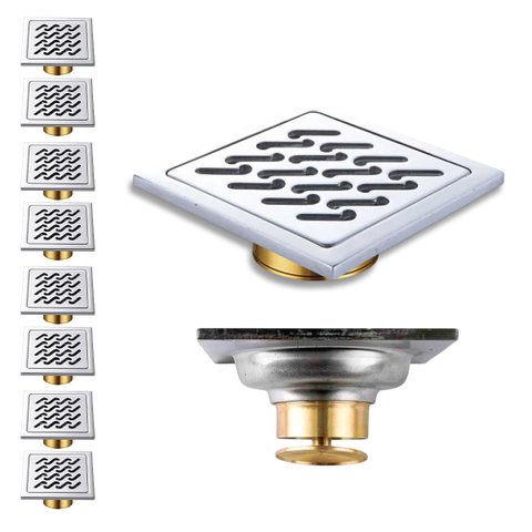 Ralo 10x10 Aço Inox Banheiro Kit 8 Uni Lavabo Anti Odor Anti Inseto Higienico Jardim Quintal Seguro 