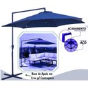 Ver imagem 1 de Ombrellone Guarda Sol Lateral Piscina e Praia 3 Metros Bel Veneza Azul com Base de Apoio e Manivela 
