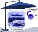 Ver imagem 1 de Ombrellone Guarda Sol Lateral Piscina e Praia 3 Metros Bel Veneza Azul com Base de Apoio e Manivela
