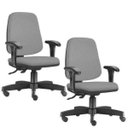 Ver imagem 1 de Kit 2 Cadeiras Giratórias Job Diretor Executiva Couro Sintético Cinza - Lyam Decor