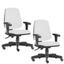Ver imagem 1 de Kit 2 Cadeiras Giratórias Job Diretor Executiva Couro Sintético Branco - Lyam Decor