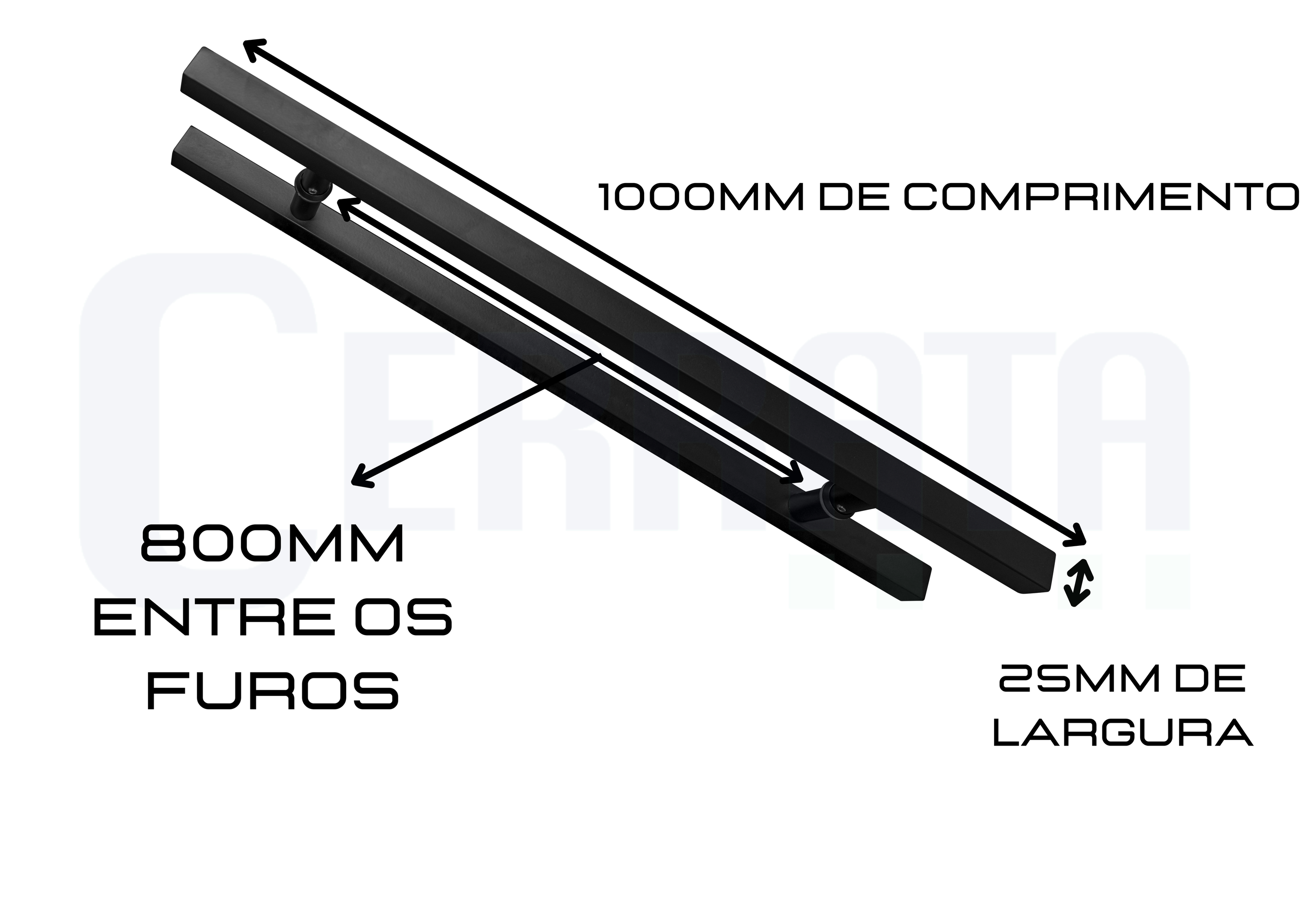 Puxador Porta Inox Preto Quadrado 100cm X 80cm E. Furos - 2