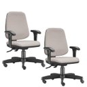 Ver imagem 1 de Kit 2 Cadeiras Giratórias Job Diretor Executiva Linho Bege - Lyam Decor