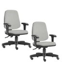 Ver imagem 1 de Kit 2 Cadeiras Giratórias Job Diretor Executiva Linho Cinza - Lyam Decor