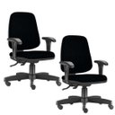 Ver imagem 1 de Kit 2 Cadeiras Giratórias Job Diretor Executiva Crepe Preto - Lyam Decor