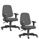 Ver imagem 1 de Kit 02 Cadeiras Giratórias Job L02 Diretor Executiva Crepe Cinza - Lyam Decor