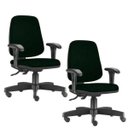 Ver imagem 1 de Kit 2 Cadeiras Giratórias Job Diretor Executiva Crepe Verde Musgo - Lyam Decor