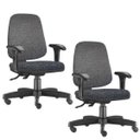 Ver imagem 1 de Kit 2 Cadeiras Giratórias Job Diretor Executiva Linho Chumbo - Lyam Decor