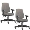 Ver imagem 1 de Kit 2 Cadeiras Giratórias Job Diretor Executiva Linho Cinza Escuro - Lyam Decor