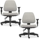 Ver imagem 1 de Kit 2 Cadeiras de Escritório Giratória Executiva Ergonômica Sky Suede Bege - Lyam Decor