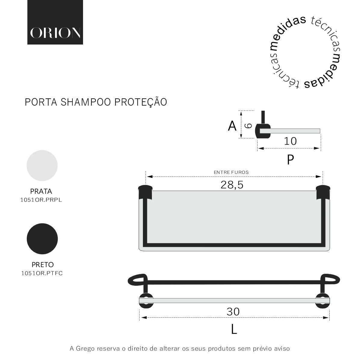 Porta Shampoo Proteção Organizador de Banheiro Orion Suporte Preto 1051or - 5