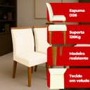 Ver imagem 4 de Kit 2 Cadeira de Jantar Emily Estofada Veludo Bege Pé de Madeira Castanho - Arkell