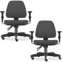 Ver imagem 1 de Kit 02 Cadeiras de Escritório Giratória Executiva Ergonômica Sky L02 Crepe Cinza - Lyam Decor