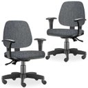 Ver imagem 1 de Kit 2 Cadeiras de Escritório Giratória Executiva Ergonômica Job Linho Chumbo - Lyam Decor