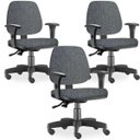 Ver imagem 1 de Kit 3 Cadeiras de Escritório Giratória Executiva Ergonômica Job Linho Chumbo - Lyam Decor