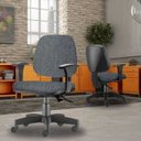 Ver imagem 2 de Kit 3 Cadeiras de Escritório Giratória Executiva Ergonômica Job Linho Chumbo - Lyam Decor