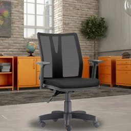 Cadeira de Escritório Diretor Giratória Executiva Addit Crepe Preto - Lyam Decor - 2