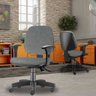 Cadeira de Escritório Giratória Executiva Ergonômica Job Linho Cinza Escuro - Lyam Decor - 2