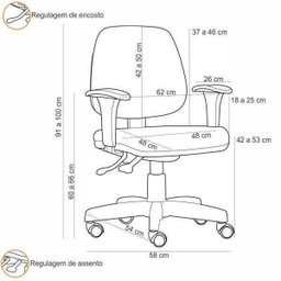 Cadeira de Escritório Giratória Executiva Ergonômica Job Linho Cinza Escuro - Lyam Decor - 4