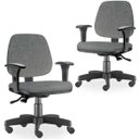 Ver imagem 1 de Kit 2 Cadeiras de Escritório Giratória Executiva Ergonômica Job Linho Cinza Escuro - Lyam Decor