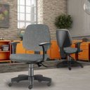 Ver imagem 2 de Kit 4 Cadeiras de Escritório Giratória Executiva Ergonômica Job Linho Cinza Escuro - Lyam Decor