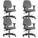 Ver imagem 1 de Kit 4 Cadeiras de Escritório Giratória Executiva Ergonômica Job Linho Cinza Escuro - Lyam Decor
