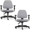 Ver imagem 1 de Kit 2 Cadeiras de Escritório Giratória Executiva Ergonômica Sky Linho Cinza - Lyam Decor