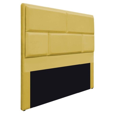 Cabeceira Casal Brick P02 140 cm Para Cama Box Suede Amarelo