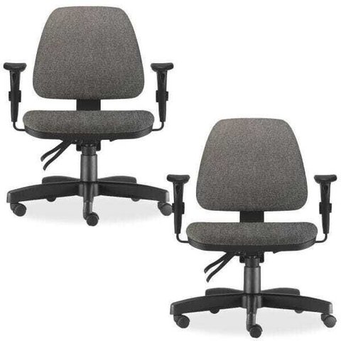 Kit 2 Cadeiras de Escritório Giratória Executiva Ergonômica Sky Linho Cinza Escuro - Lyam Decor