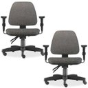 Ver imagem 1 de Kit 2 Cadeiras de Escritório Giratória Executiva Ergonômica Sky Linho Cinza Escuro - Lyam Decor
