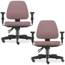 Ver imagem 1 de Kit 2 Cadeiras de Escritório Giratória Executiva Ergonômica Sky Suede Rosê - Lyam Decor