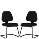 Ver imagem 1 de Kit 2 Cadeiras para Escritório Sky Fixa Couro Sintético Preto - Lyam Decor