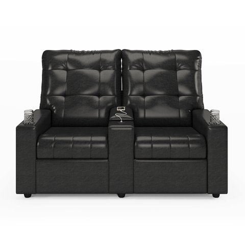 Poltrona Reclinável para Cinema Parma 2 Lugares Baú Usb Pu Preto Brilho Fh1 - D'Rossi