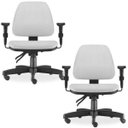 Ver imagem 1 de Kit 2 Cadeiras de Escritório Giratória Executiva Ergonômica Sky Couro Sintético Branco - Lyam Decor