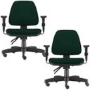 Ver imagem 1 de Kit 2 Cadeiras de Escritório Giratória Executiva Ergonômica Sky Crepe Verde Musgo - Lyam Decor