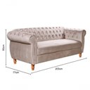 Ver imagem 2 de Sofá Nobreza 3 Lugares Fixo 203cm Caramelo Veludo Bella Decor
