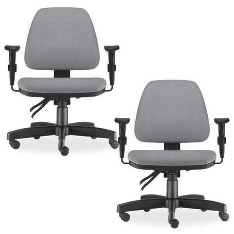 Kit 2 Cadeiras de Escritório Giratória Executiva Ergonômica Sky Couro Sintético Cinza - Lyam Decor