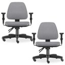 Ver imagem 1 de Kit 2 Cadeiras de Escritório Giratória Executiva Ergonômica Sky Couro Sintético Cinza - Lyam Decor