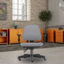 Ver imagem 3 de Kit 2 Cadeiras de Escritório Giratória Executiva Ergonômica Sky Couro Sintético Cinza - Lyam Decor