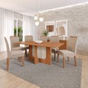 Ver imagem 1 de Sala de Jantar 6 Lugares 180 cm Matilda Cadeiras Madeira Maciça Cinamomo/Bege - Panorama Móveis