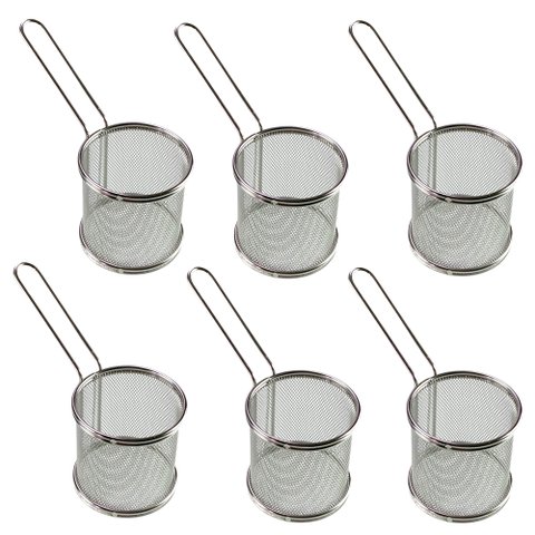 Kit 6 Cesta para Servir Porções Fritas Frango Salgados Petiscos Restaurante Hamburgueria