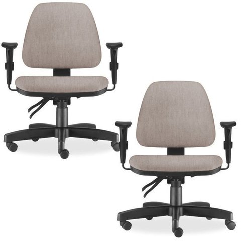 Kit 2 Cadeiras de Escritório Giratória Executiva Ergonômica Sky Linho Bege - Lyam Decor