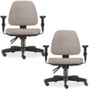 Ver imagem 1 de Kit 2 Cadeiras de Escritório Giratória Executiva Ergonômica Sky Linho Bege - Lyam Decor