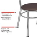 Ver mais imagens de Conjunto 8 Cadeiras para Sala de Jantar Tradicional Cromado/Marrom