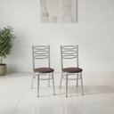 Ver imagem 3 de Conjunto 8 Cadeiras para Sala de Jantar Tradicional Cromado/Marrom