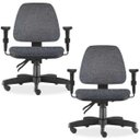 Ver imagem 1 de Kit 2 Cadeiras de Escritório Giratória Executiva Ergonômica Sky Linho Chumbo - Lyam Decor