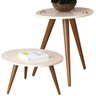 Kit Mesa Lateral Com Mesa De Centro Decorativa Sofia Off White Pés Palito - Lyam Decor - 1