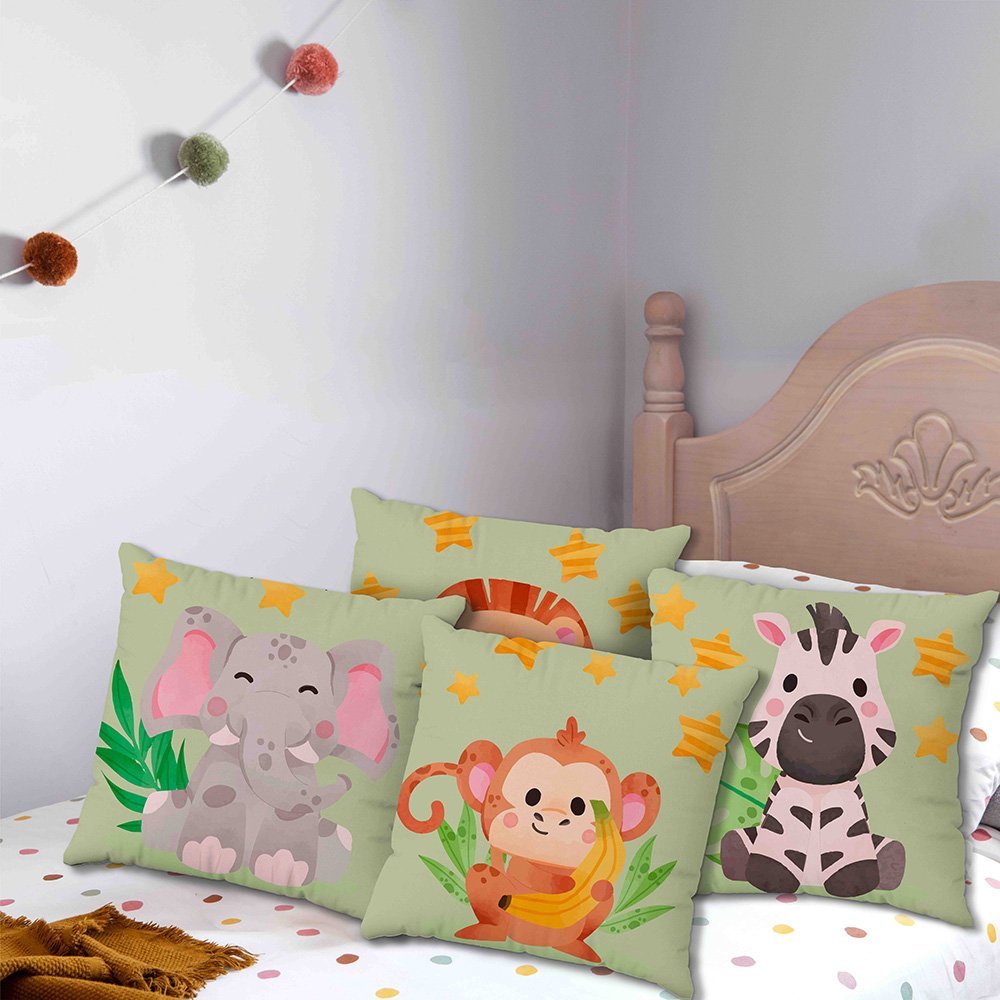 4 Kit Capas Almofadas Aventura na Selva 45x45 Id Decor - 7